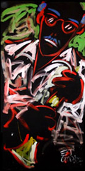 Monumental Painting -- Glassed Man with Horned Teeth -- by E.J. Gold