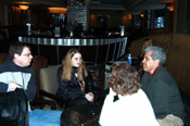 ..HEI's David Franco & Linda Corriveau meeting with Marissa Dockery, director of Jazz P.R. & Marketing, and Harry Stroll with Arabesque Recordings restaurant lounge, Hilton NY