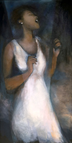 graphic of painting Lady  Sings Clear Through the Blues by Grace Kelly Rivera