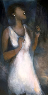 graphic of painting Lady Sings Clear Through the Blues by Grace Kelly Rivera