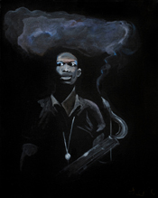 Photo of painting of John Coltrane by Leila Currah