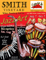 poster for JazzArt ® show at Smith Vineyard Wine Tasting Room, Grass Valley, CA