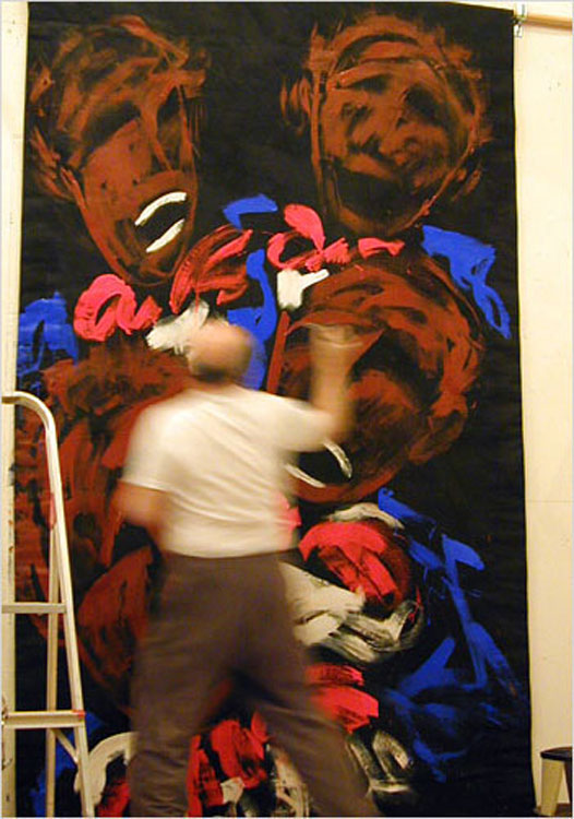 E.J. Gold painting JazzArt for the Afro-American Cultural Center, now the Harvey B. Gantt Center for African-American Arts + Culture, Charlotte, North Carolina, 2007