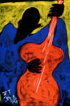 Stage Panel Painting -- Gracest Bassist -- by E.J. Gold