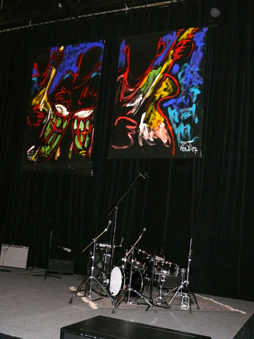 Photo of JazzArt installation at the Lionel Loueke concert at Mondavi Center for the Performing Arts