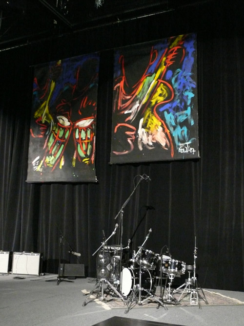 Photo of JazzArt installation at the Lionel Loueke concert at Mondavi Center for the Performing Arts