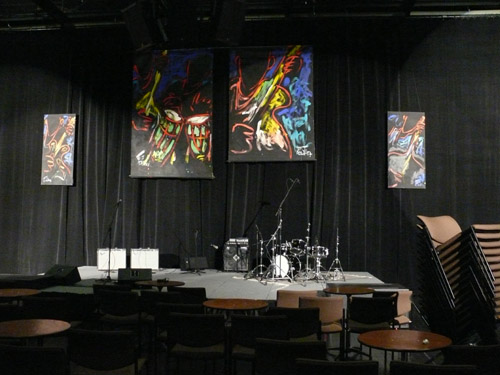 Photo of JazzArt installation at the Lionel Loueke concert at Mondavi Center for the Performing Arts