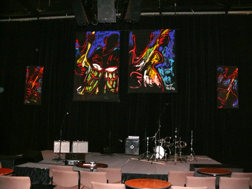 Photo of JazzArt installation at the Lionel Loueke concert at Mondavi Center for the Performing Arts