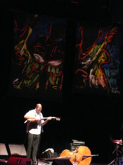 Photo of JazzArt installation at Lionel Loueke concert at Mondavi Center for the Performing Arts