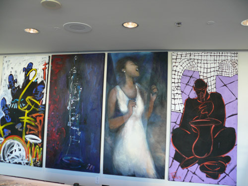 Photo of JazzArt installation at the Lionel Loueke concert at Mondavi Center for the Performing Arts