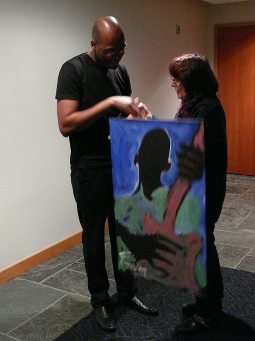 Photo of JazzArt installation at the Lionel Loueke concert at Mondavi Center for the Performing Arts