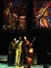 Photo of JazzArt installation at Lionel Loueke concert at Mondavi Center for the Performing Arts