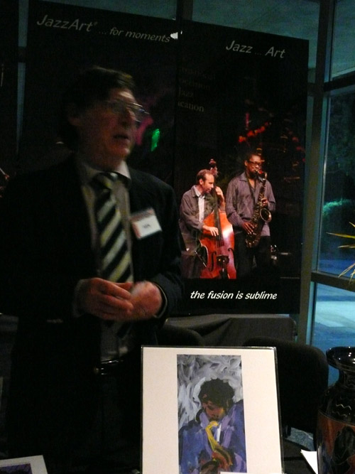 Photo of JazzArt installation at the Lionel Loueke concert at Mondavi Center for the Performing Arts