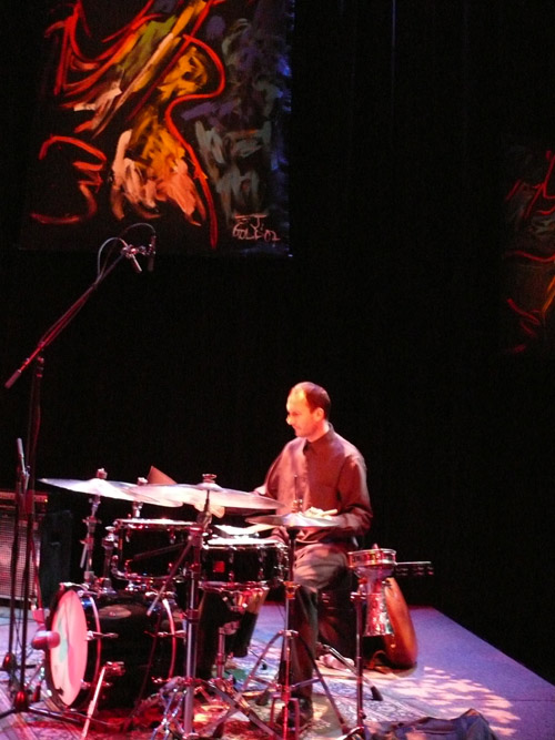 Photo of JazzArt installation at the Lionel Loueke concert at Mondavi Center for the Performing Arts