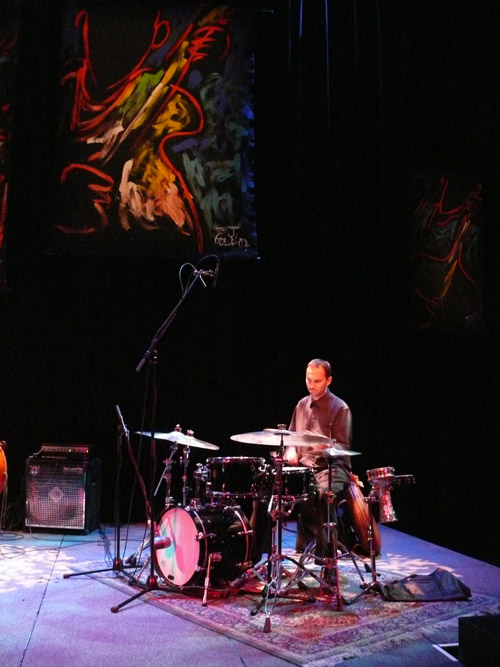 Photo of JazzArt installation at the Lionel Loueke concert at Mondavi Center for the Performing Arts