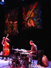 Photo of JazzArt installation at Lionel Loueke concert at Mondavi Center for the Performing Arts