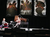 Photo of JazzArt installation at Miguel Scheinman concert at Mondavi Center for the Performing Arts