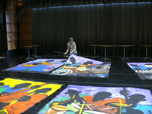 Photo of JazzArt installation at the Jenny Scheinman concert at Mondavi Center for the Performing Arts