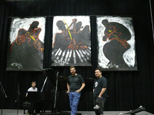 Photo of JazzArt installation at the Jenny Scheinman concert at Mondavi Center for the Performing Arts