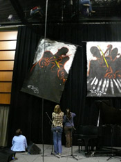 Photo of JazzArt installation at Jenny Scheinman concert at Mondavi Center for the Performing Arts