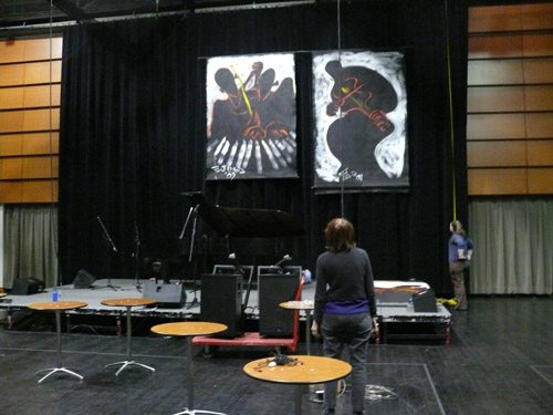 Photo of JazzArt installation at the Jenny Scheinman concert at Mondavi Center for the Performing Arts