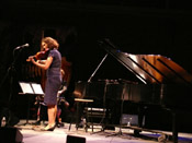 Photo of JazzArt installation at Jenny Scheinman concert at Mondavi Center for the Performing Arts