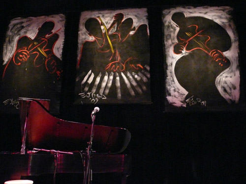 Photo of JazzArt installation at the Jenny Scheinman concert at Mondavi Center for the Performing Arts