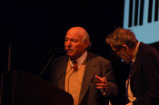 ..NEA Jazz Masters Awards Concert, George Wein presenting award to Nat Hentoff, Grand Ballroom, Hilton NY