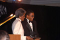 ..Herbie Hancock receiving the IAJE President's Award presenter from Nancy Wilson, Seaside Ballroom